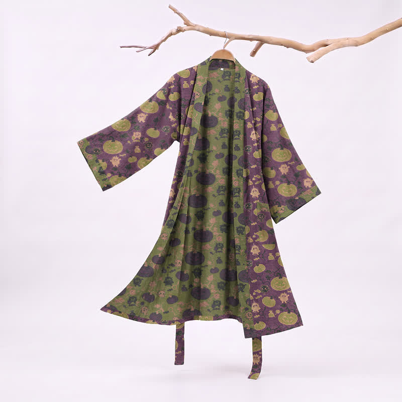 Halloween Pumpkin Monster Cotton Kimono Robe