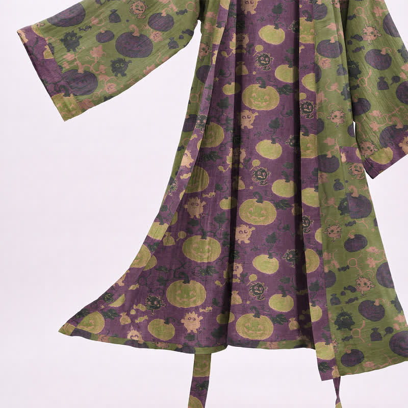 Halloween Pumpkin Monster Cotton Kimono Robe