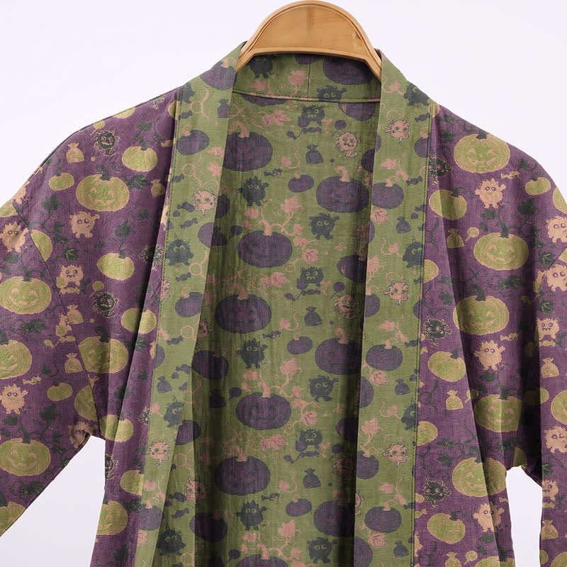 Halloween Pumpkin Monster Cotton Kimono Robe