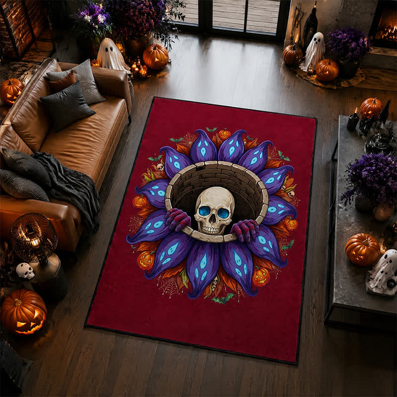Gothic Skull Well Halloween Non-Slip Area Rug