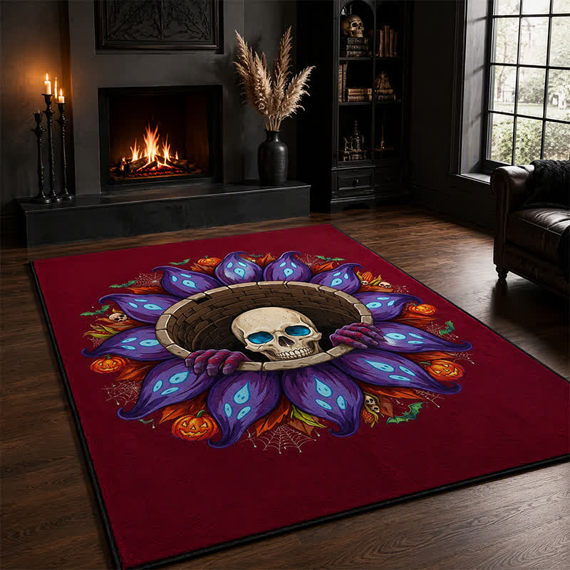 Gothic Skull Well Halloween Non-Slip Area Rug