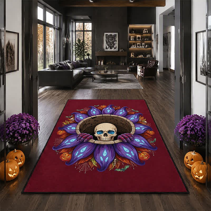 Gothic Skull Well Halloween Non-Slip Area Rug