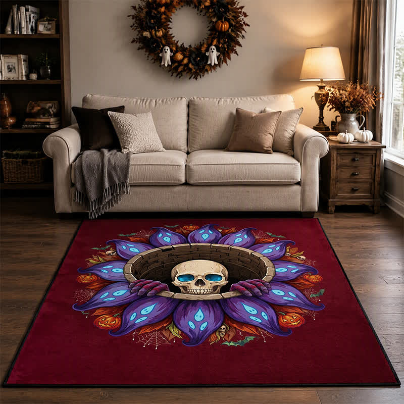 Gothic Skull Well Halloween Non-Slip Area Rug