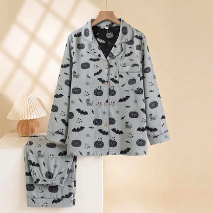 Halloween Pumpkin Bat Cotton Gauze Loungewear Set