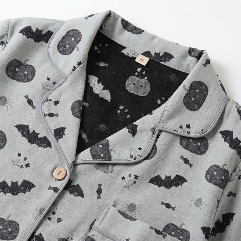 Halloween Pumpkin Bat Cotton Gauze Loungewear Set