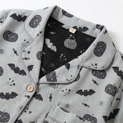 Halloween Pumpkin Bat Cotton Gauze Loungewear Set
