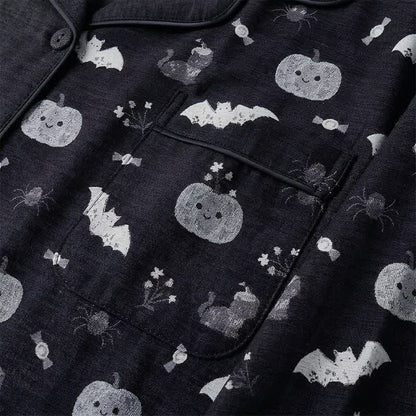 Halloween Pumpkin Bat Cotton Gauze Loungewear Set