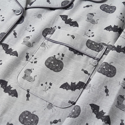 Halloween Pumpkin Bat Cotton Gauze Loungewear Set