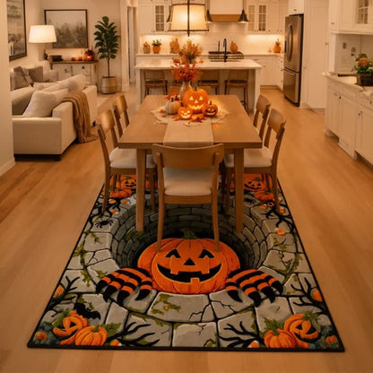 3D Halloween Pumpkin Optical Illusion Area Rug