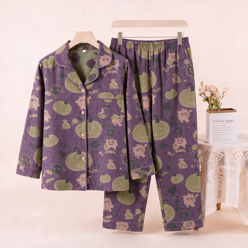 Whimsical Halloween Creature Pumpkin Loungewear Set