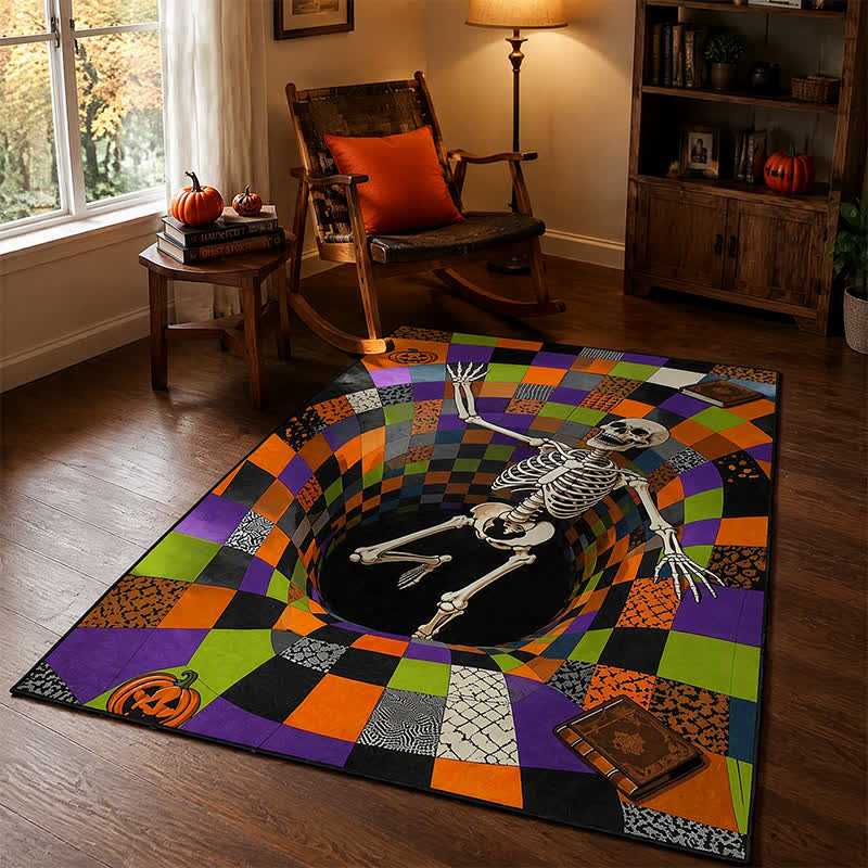 Falling Skeleton 3D Vortex Non-slip Area Rug