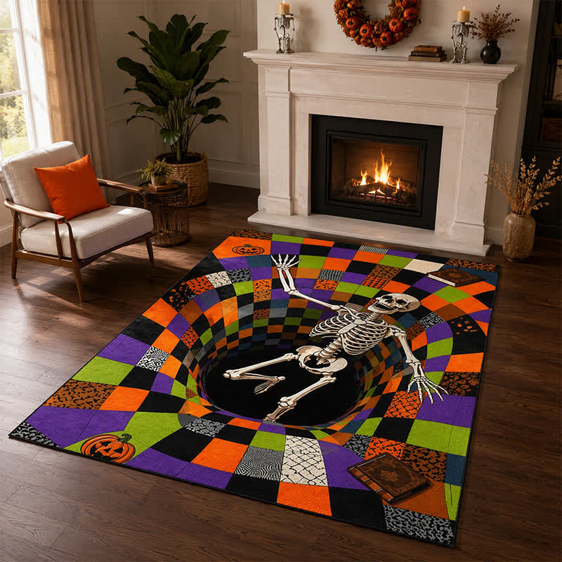 Falling Skeleton 3D Vortex Non-slip Area Rug