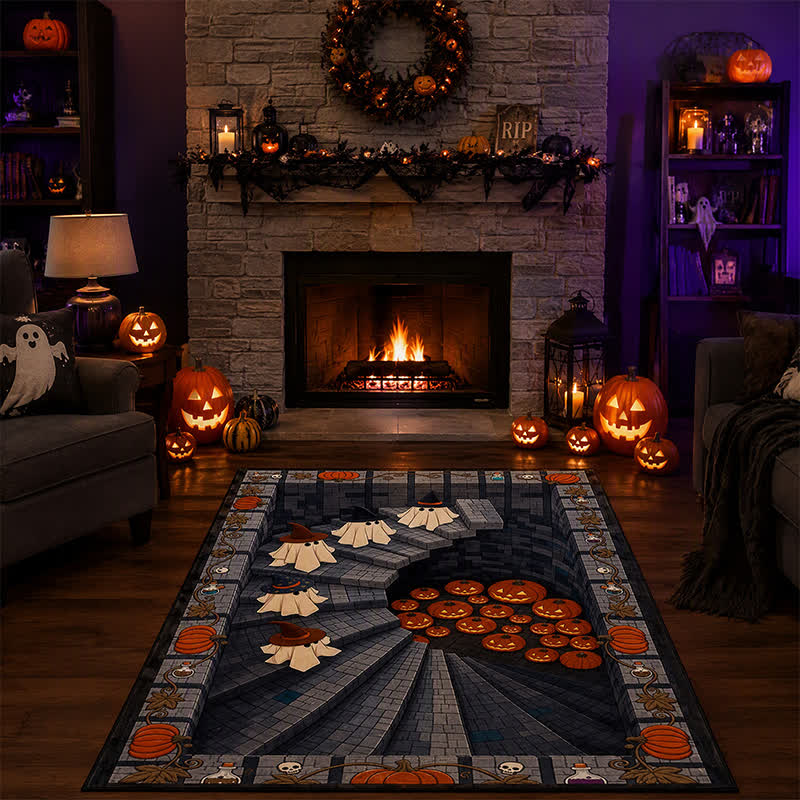 3D Ghost Staircase Optical Illusion Area Rug