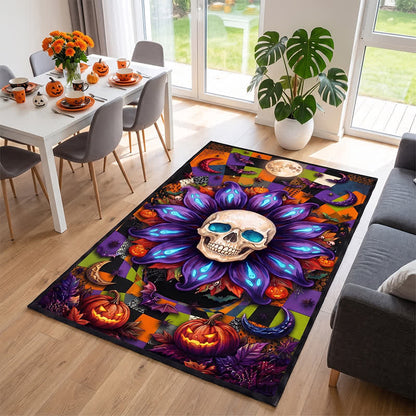 Halloween Gothic Skull Mandala Non-slip Area Rug