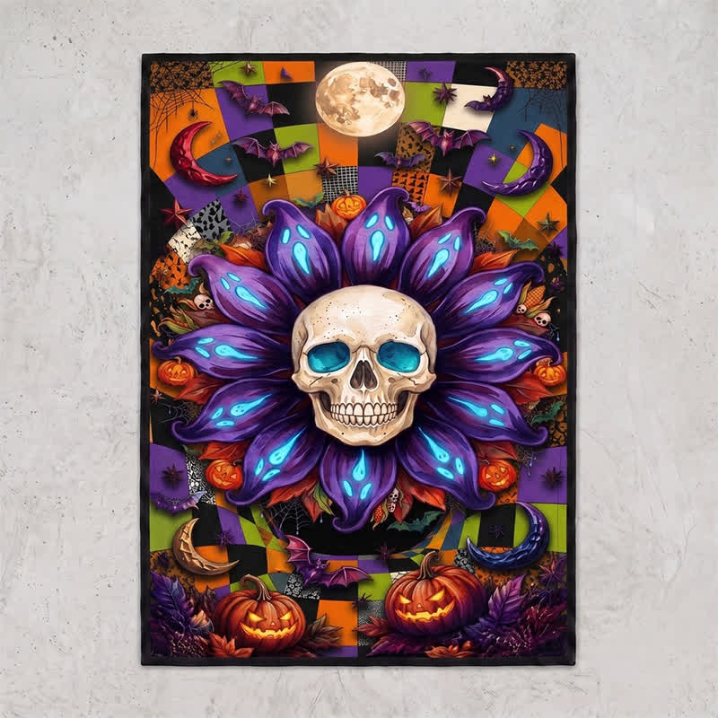Halloween Gothic Skull Mandala Non-slip Area Rug