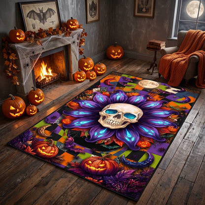 Halloween Gothic Skull Mandala Non-slip Area Rug