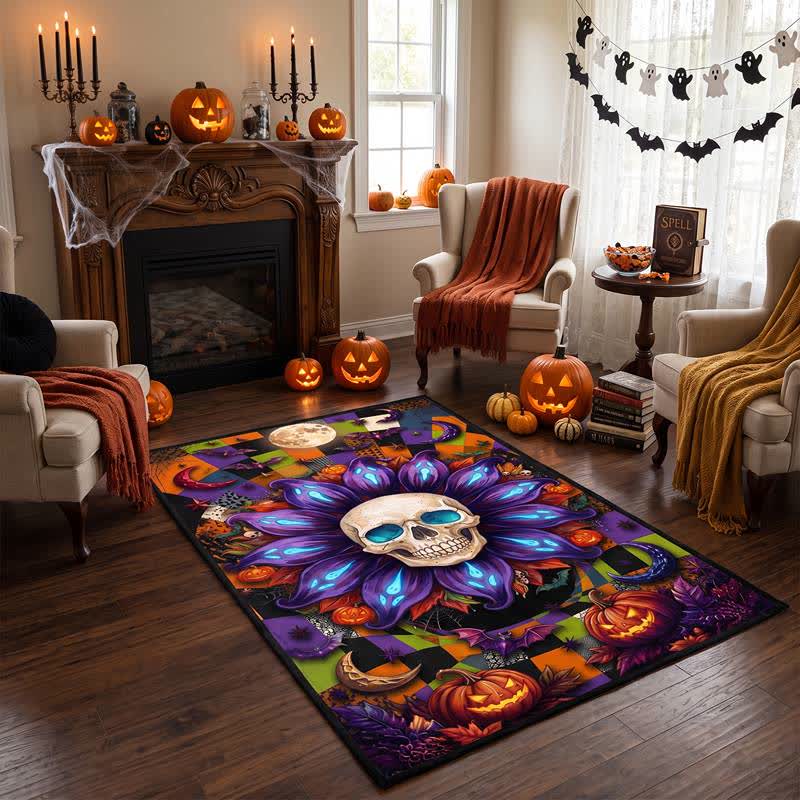 Halloween Gothic Skull Mandala Non-slip Area Rug