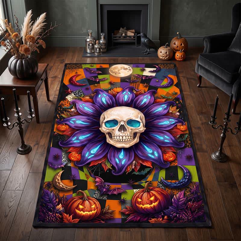 Halloween Gothic Skull Mandala Non-slip Area Rug