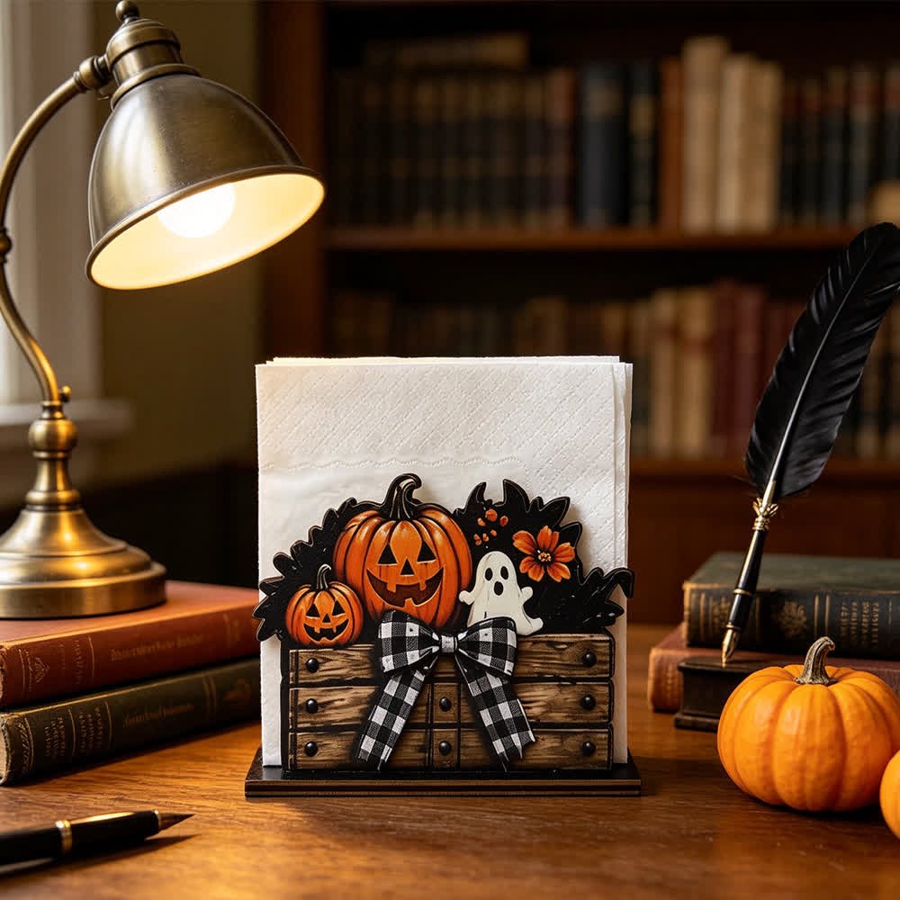 Wooden Halloween Farmhouse Napkin Holder