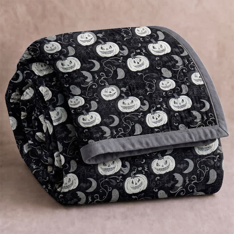 Halloween Pumpkin Ghost Reversible Cotton Blanket