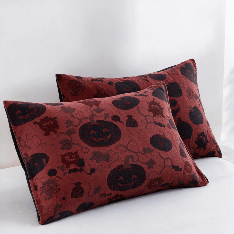 Burgundy Pumpkin Halloween Reversible Cotton Blanket