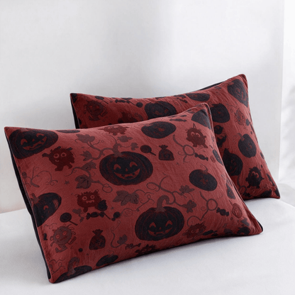 Burgundy Pumpkin Halloween Reversible Cotton Blanket