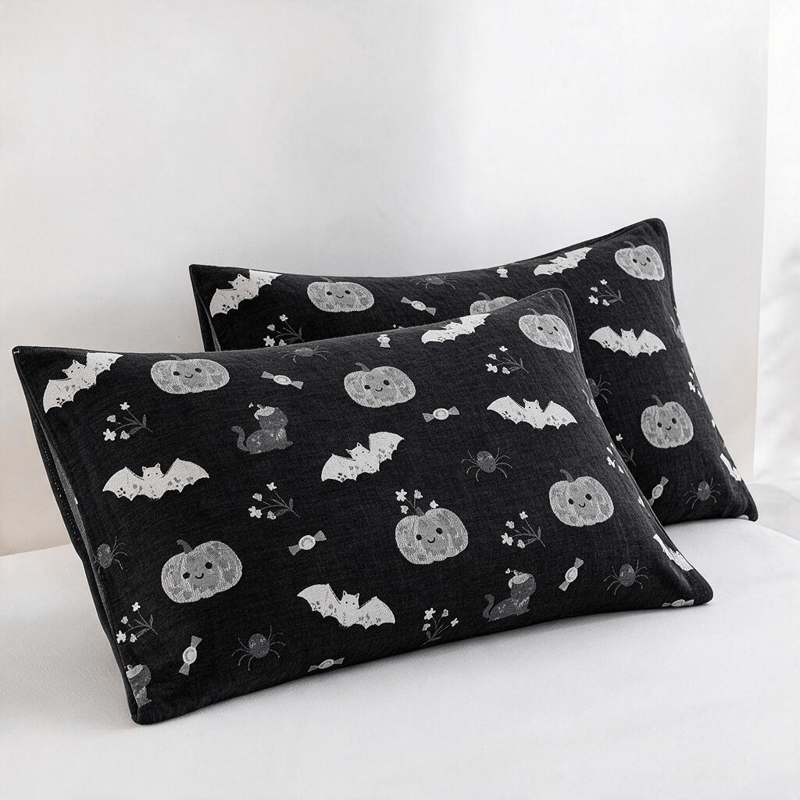 Cute Halloween Pumpkin Bat Reversible Cotton Blanket