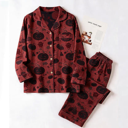 Red Pumpkin Monster Cotton Loungewear Set