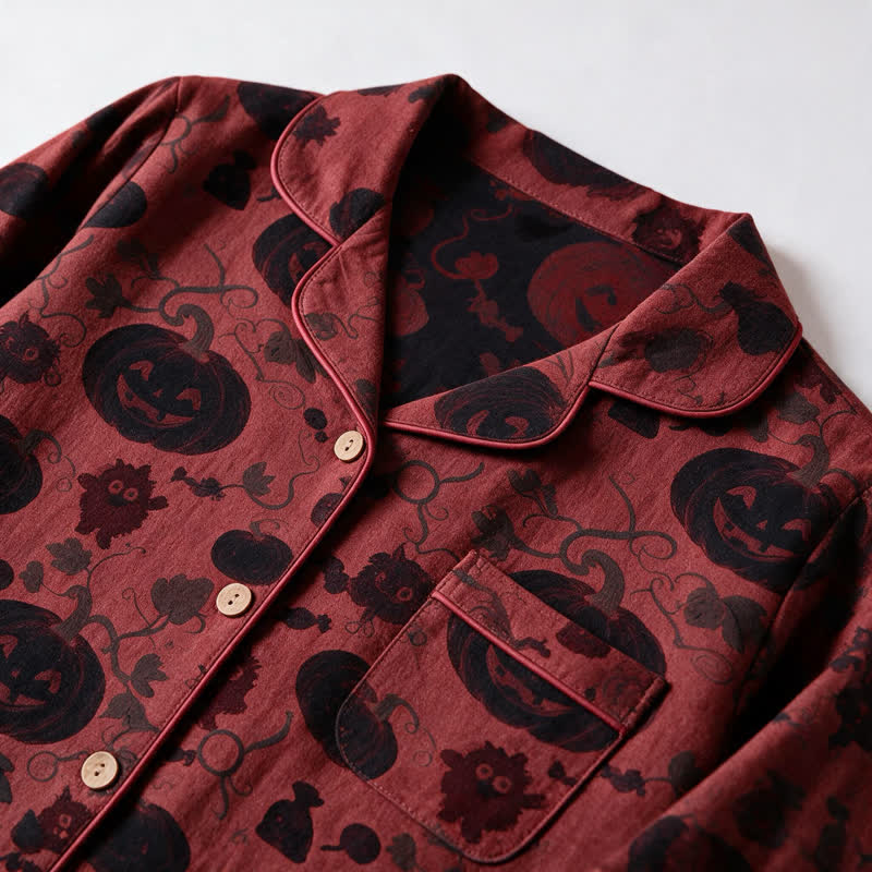 Red Pumpkin Monster Cotton Loungewear Set
