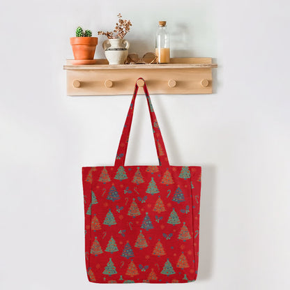 Christmas Tree Cotton Tote Shoulder Bag