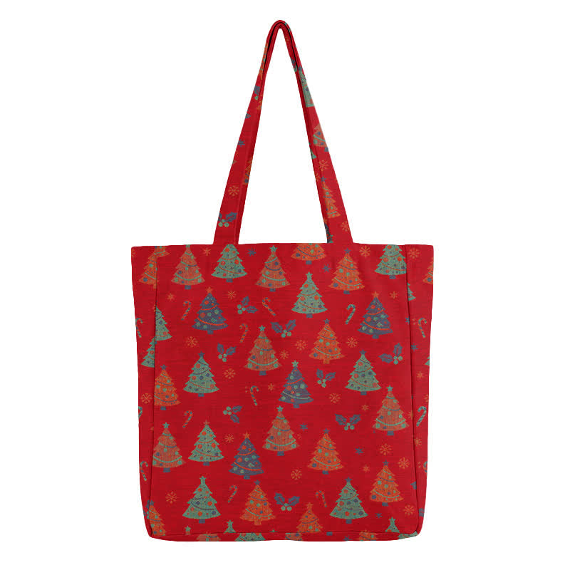 Christmas Tree Cotton Tote Shoulder Bag