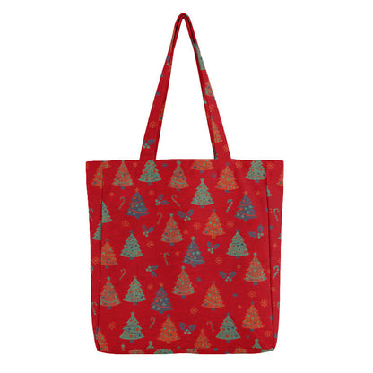 Christmas Tree Cotton Tote Shoulder Bag