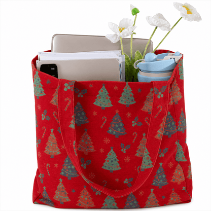 Christmas Tree Cotton Tote Shoulder Bag