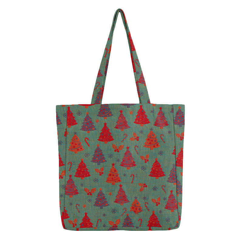 Christmas Tree Cotton Tote Shoulder Bag