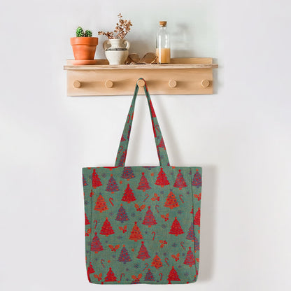 Christmas Tree Cotton Tote Shoulder Bag
