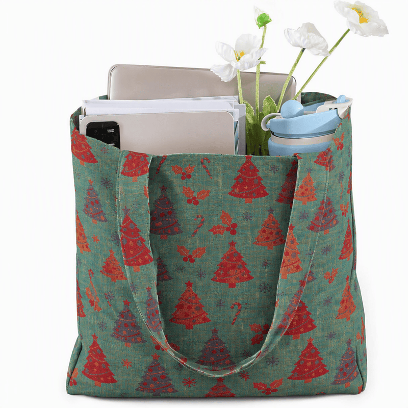 Christmas Tree Cotton Tote Shoulder Bag