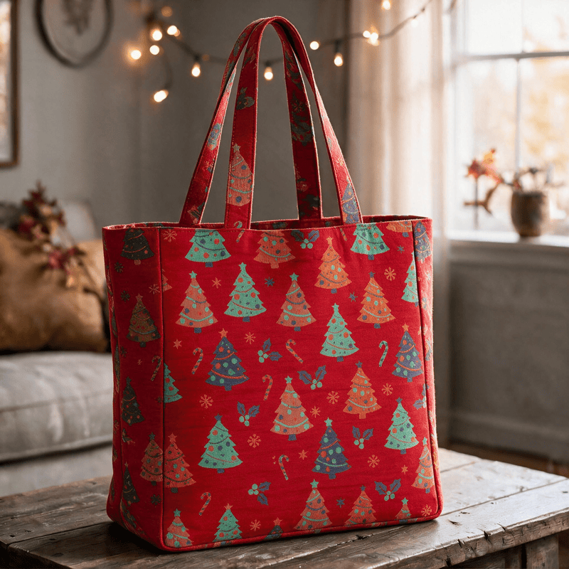 Christmas Tree Cotton Tote Shoulder Bag
