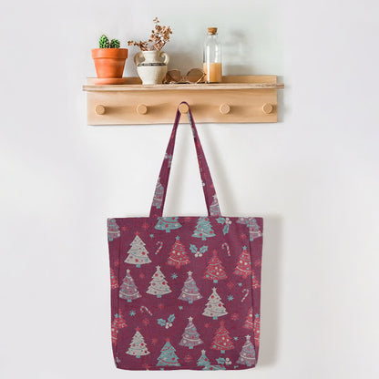 Christmas Tree Cotton Tote Shoulder Bag