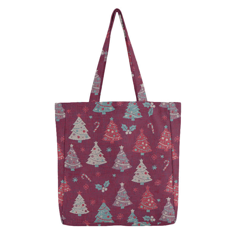 Christmas Tree Cotton Tote Shoulder Bag