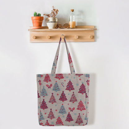 Christmas Tree Cotton Tote Shoulder Bag