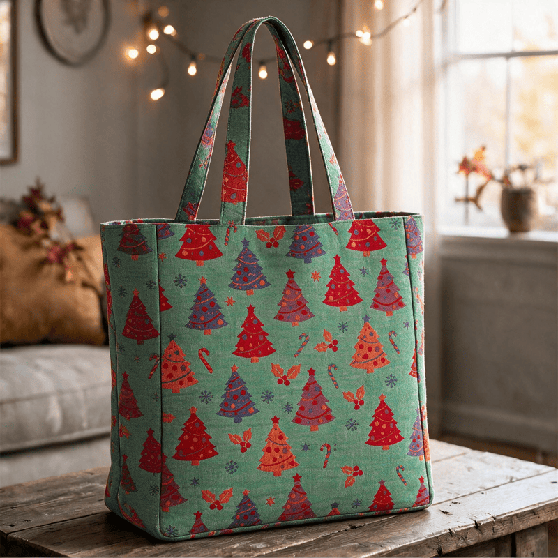 Christmas Tree Cotton Tote Shoulder Bag