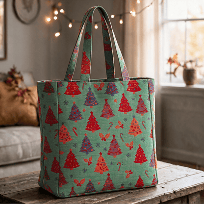 Christmas Tree Cotton Tote Shoulder Bag