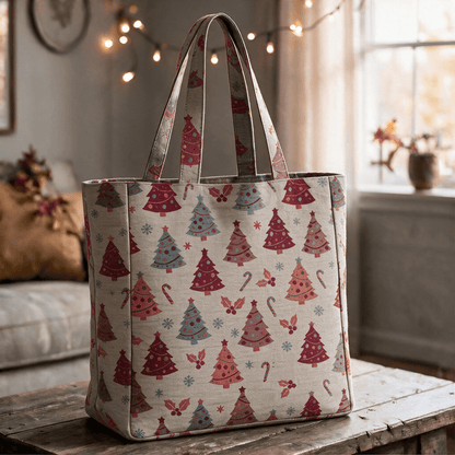 Christmas Tree Cotton Tote Shoulder Bag