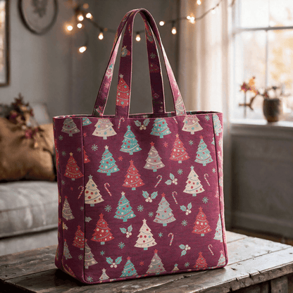 Christmas Tree Cotton Tote Shoulder Bag