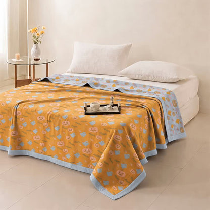 Reversible Halloween Pumpkin Ghost Cotton Blanket