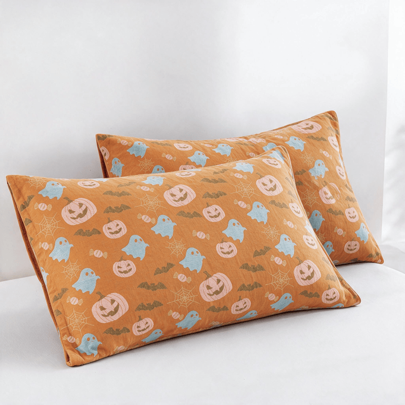 Reversible Halloween Pumpkin Ghost Cotton Blanket