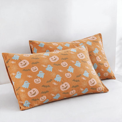 Reversible Halloween Pumpkin Ghost Cotton Blanket