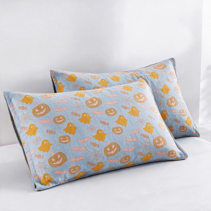 Reversible Halloween Pumpkin Ghost Cotton Blanket