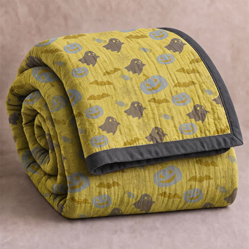 Reversible Halloween Pumpkin Ghost Cotton Blanket