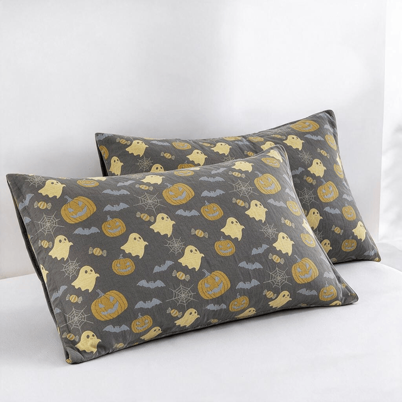 Reversible Halloween Pumpkin Ghost Cotton Blanket